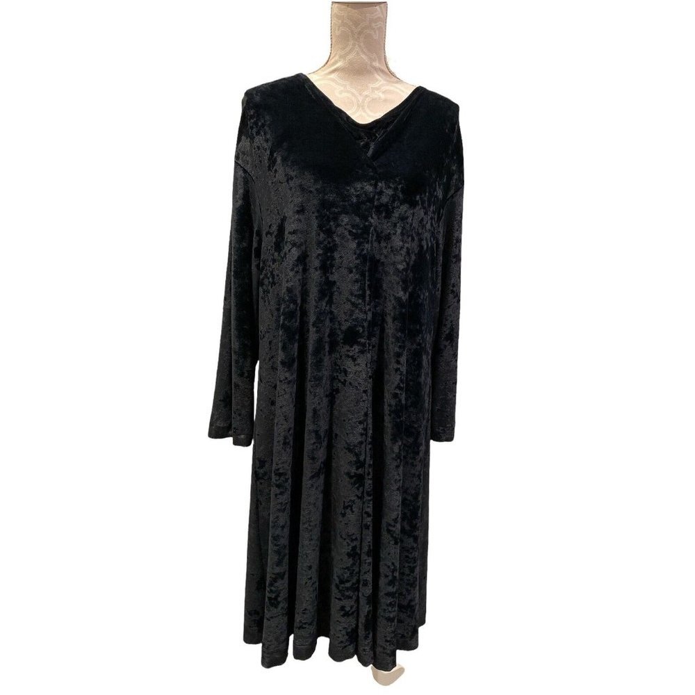 Oska Womens 3 Pullover Velour Shift Over Knee Lagenlook Dress Dark Blue 10-12